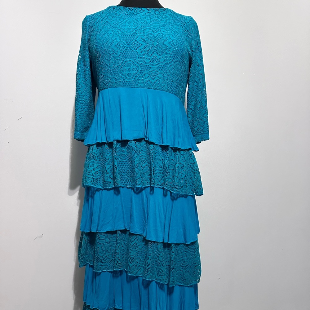 Dainty Jewells Dreaming in Vintage dress. Gorgeous turquoise color!